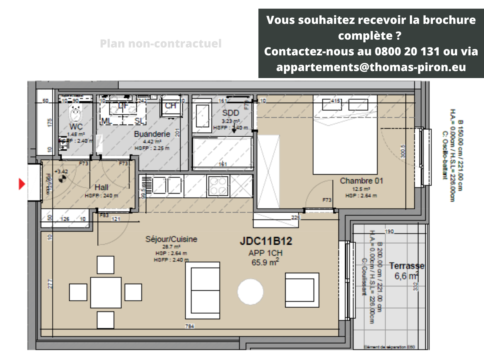 Appartement te  koop in Louvain-la-Neuve 1348 300000.00€ 1 slaapkamers 66.00m² - Zoekertje 1309039