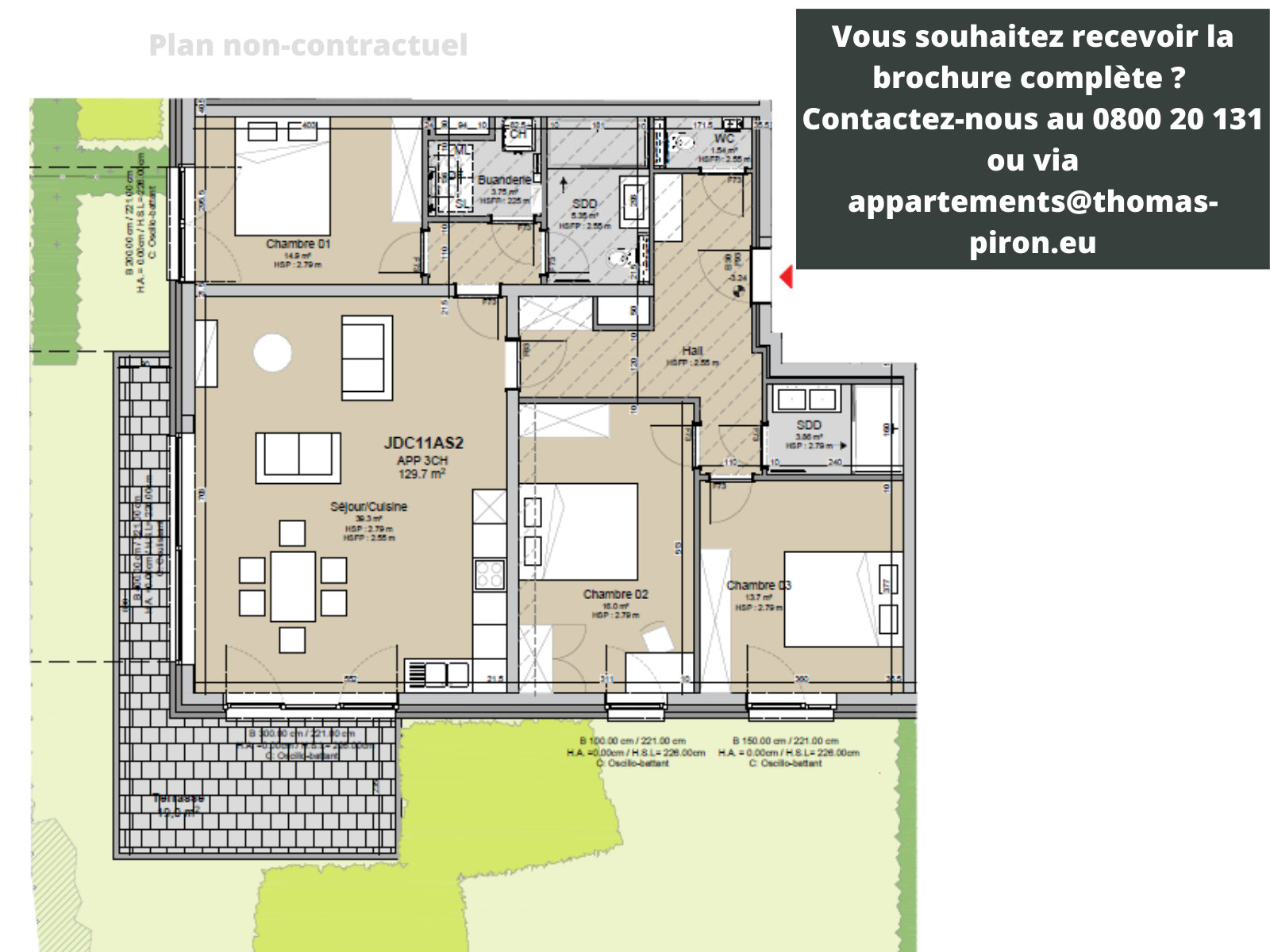 Appartement te  koop in Louvain-la-Neuve 1348 750000.00€ 3 slaapkamers 130.00m² - Zoekertje 1309106