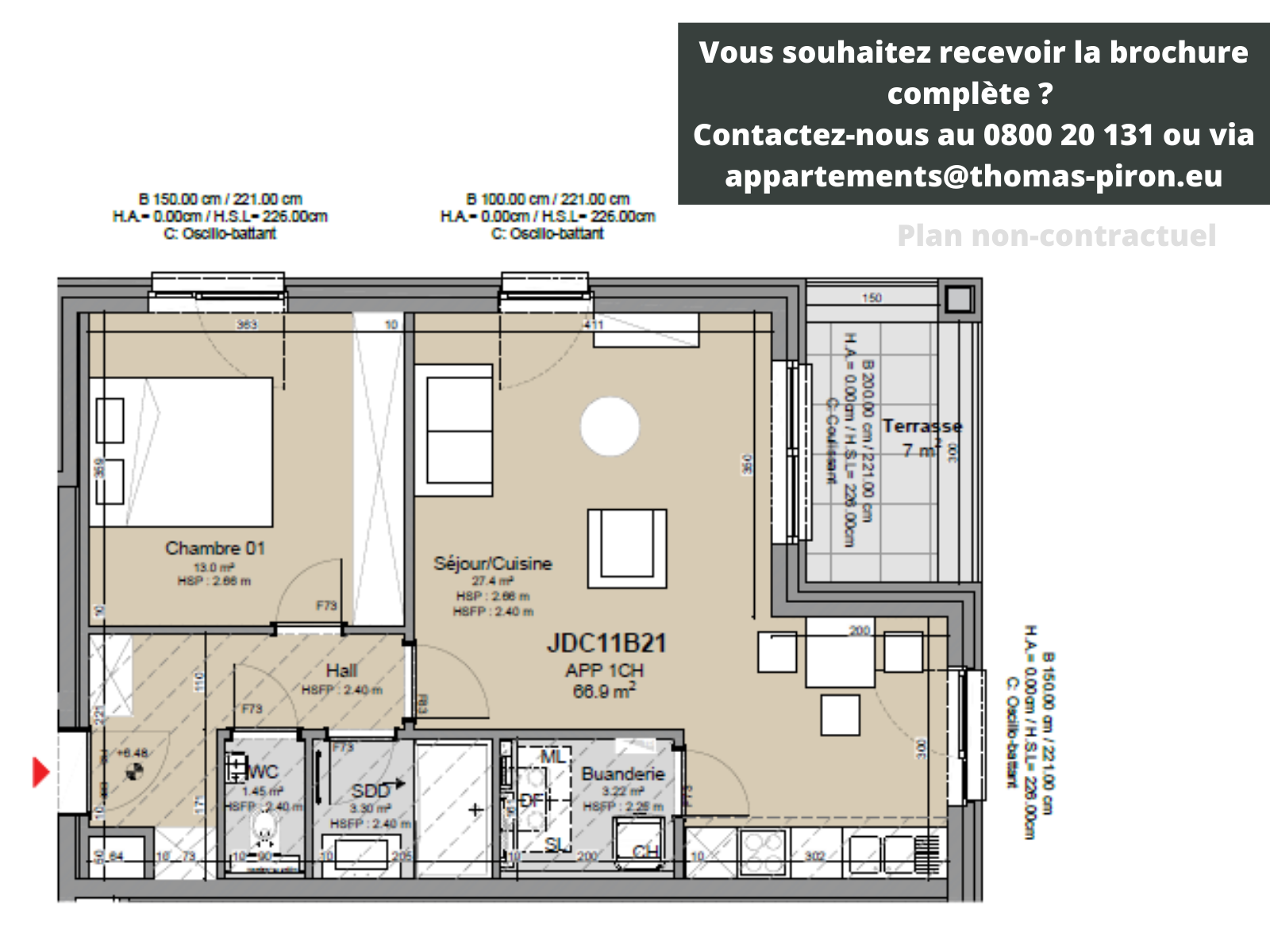 Appartement te  koop in Louvain-la-Neuve 1348 335000.00€ 1 slaapkamers 67.00m² - Zoekertje 1309288