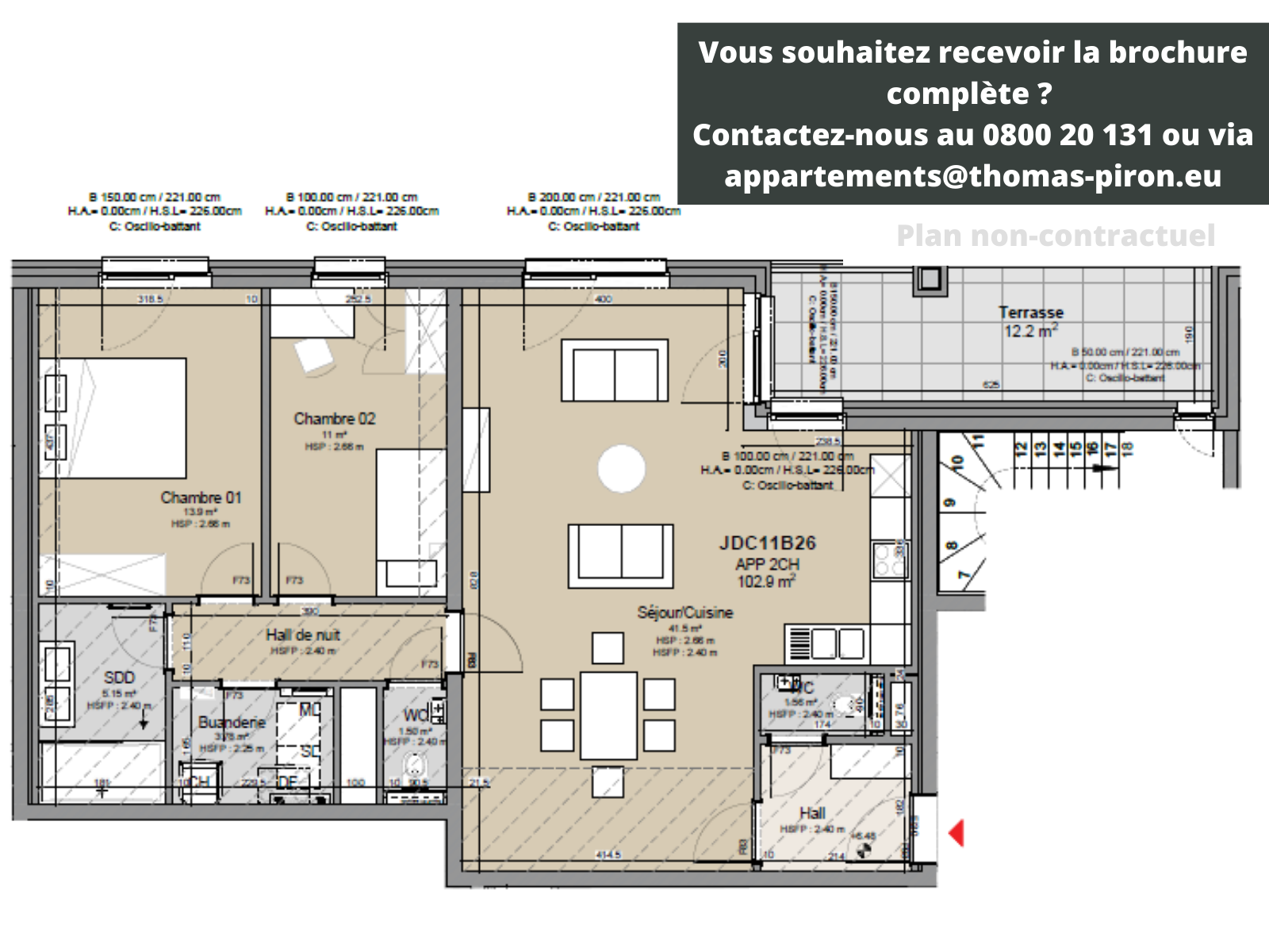 Appartement te  koop in Louvain-la-Neuve 1348 475000.00€ 2 slaapkamers 103.00m² - Zoekertje 1308749