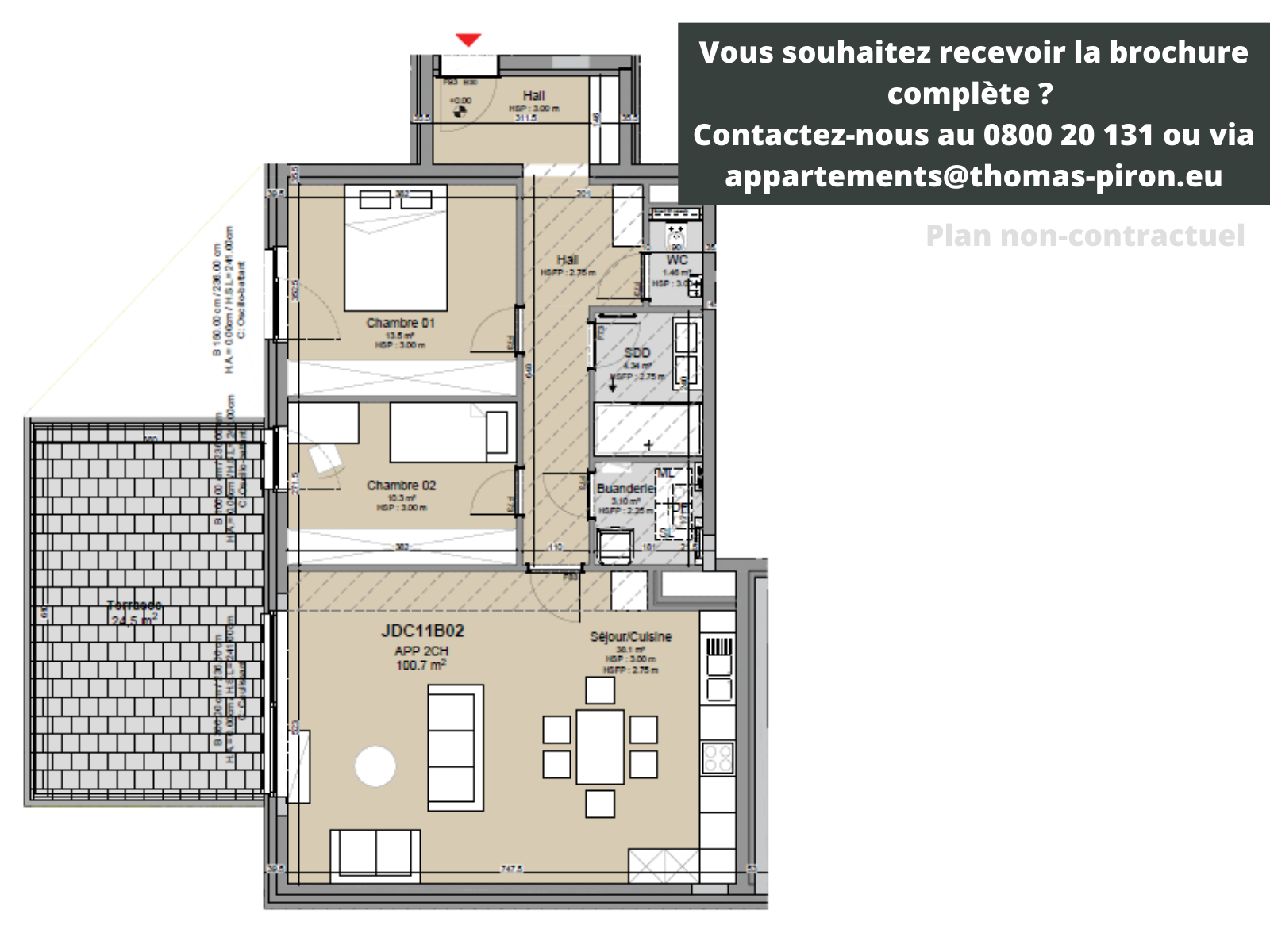 Appartement te  koop in Louvain-la-Neuve 1348 525000.00€ 2 slaapkamers 101.00m² - Zoekertje 1308581