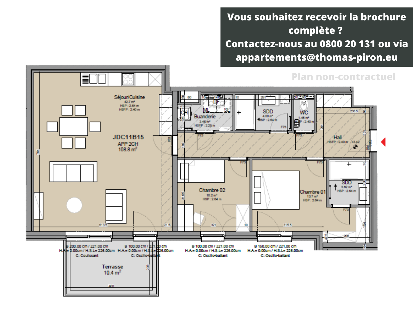 Appartement te  koop in Louvain-la-Neuve 1348 545000.00€ 2 slaapkamers 109.00m² - Zoekertje 1308851