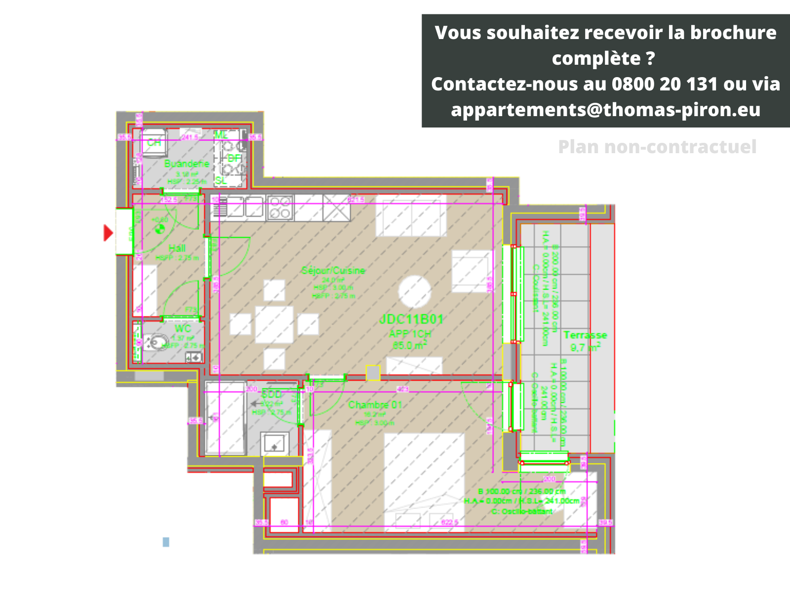 Appartement te  koop in Louvain-la-Neuve 1348 295000.00€ 1 slaapkamers 65.00m² - Zoekertje 1309343