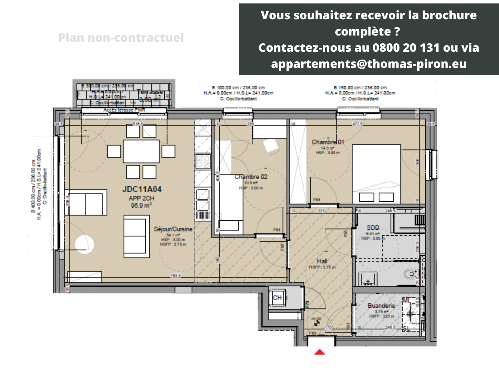 Appartement te  koop in Louvain-la-Neuve 1348 450000.00€ 2 slaapkamers 97.00m² - Zoekertje 1309159