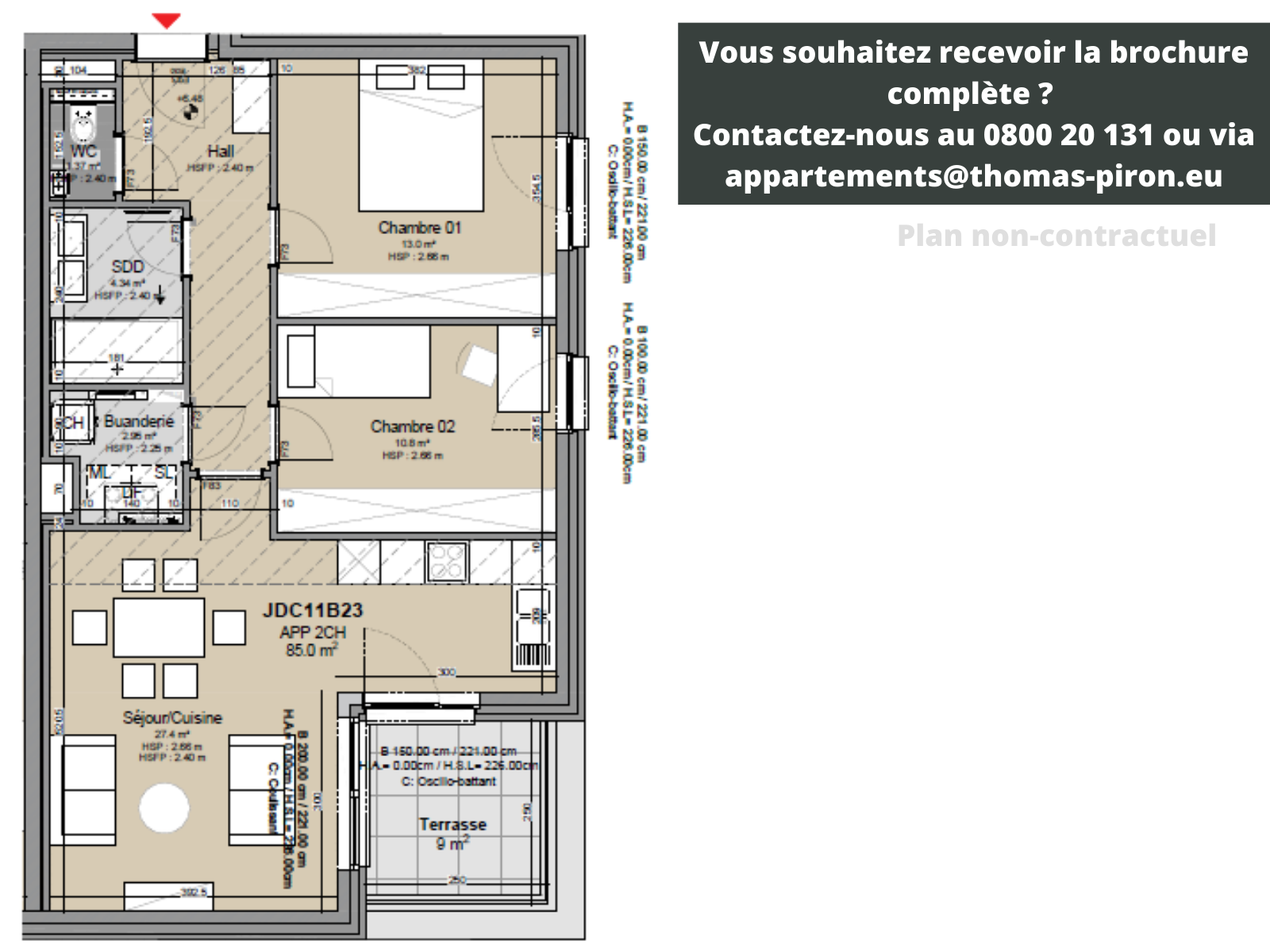 Appartement te  koop in Louvain-la-Neuve 1348 425000.00€ 2 slaapkamers 85.00m² - Zoekertje 1309384