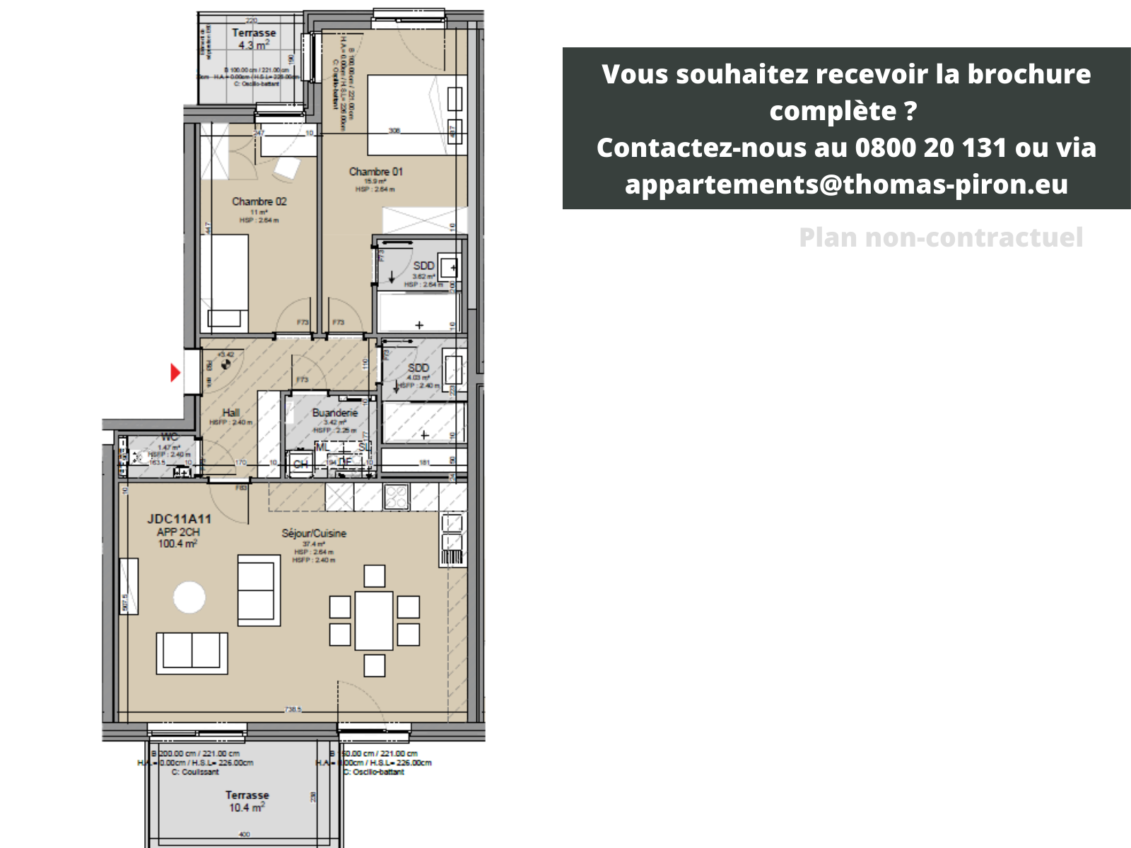 Appartement te  koop in Louvain-la-Neuve 1348 530000.00€ 2 slaapkamers 100.00m² - Zoekertje 1308580