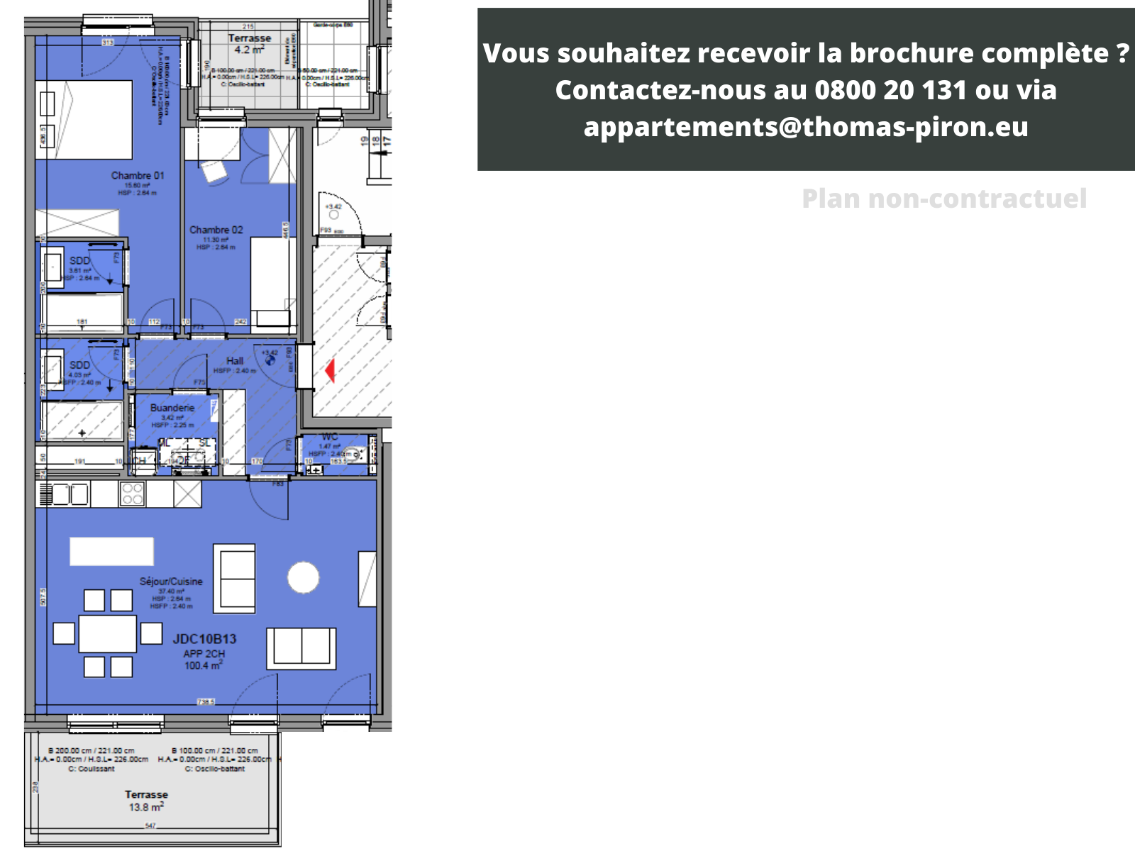 Appartement te  koop in Louvain-la-Neuve 1348 455000.00€ 2 slaapkamers 100.00m² - Zoekertje 1308969