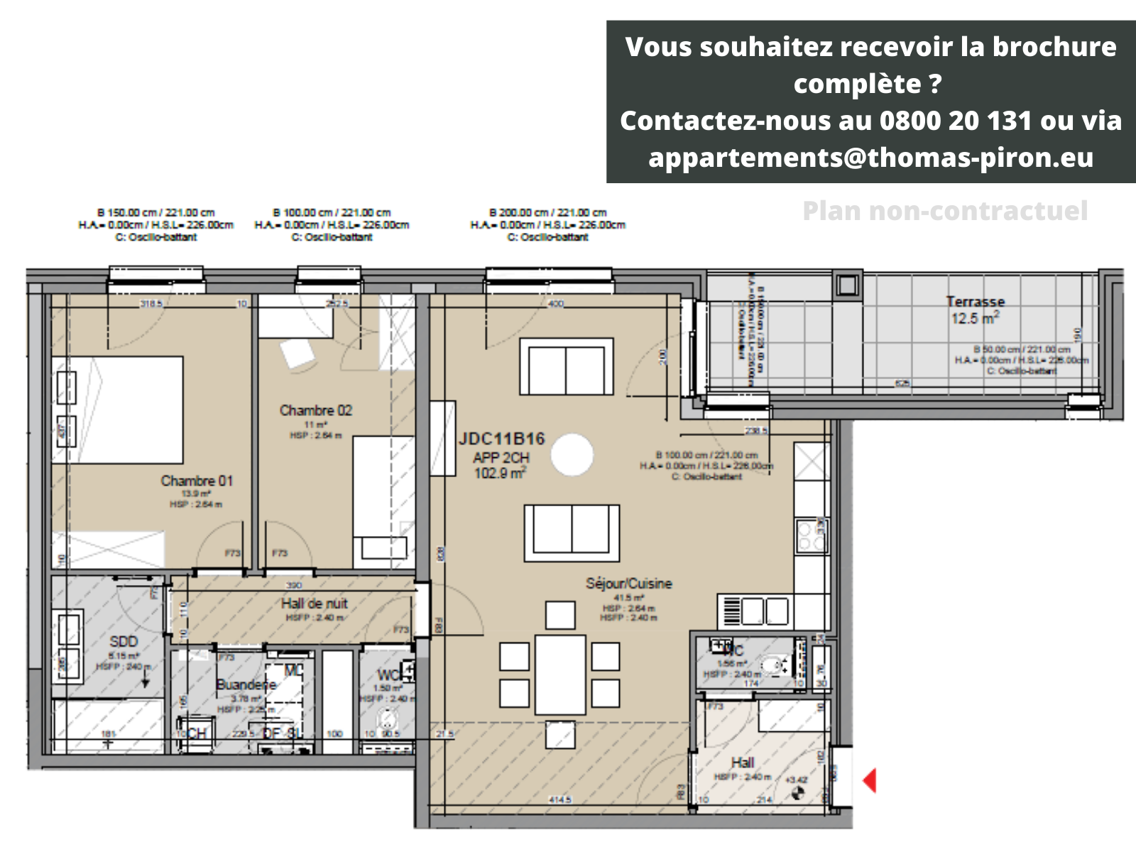 Appartement te  koop in Louvain-la-Neuve 1348 460000.00€ 2 slaapkamers 103.00m² - Zoekertje 1309289