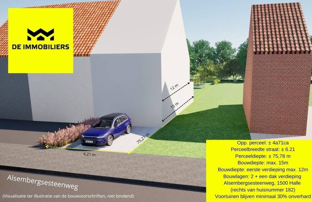 Terrain à vendre à Halle 1500 130000.00€ chambres m² - Annonce 272285
