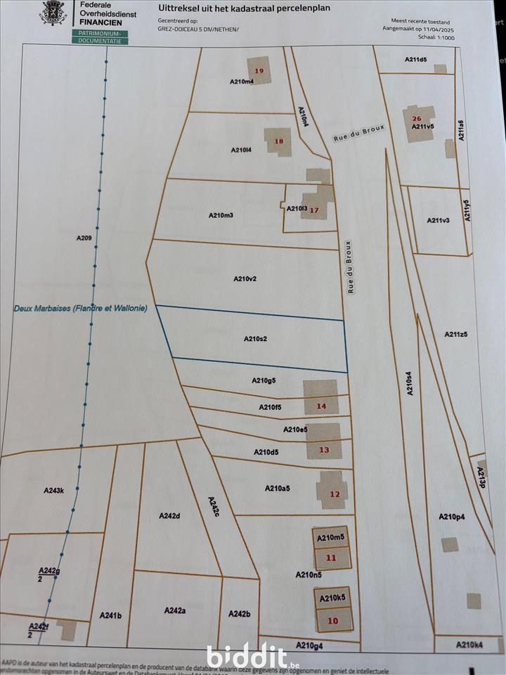 Terrain à vendre à Grez-Doiceau 1390 95000.00€ chambres m² - Annonce 477494