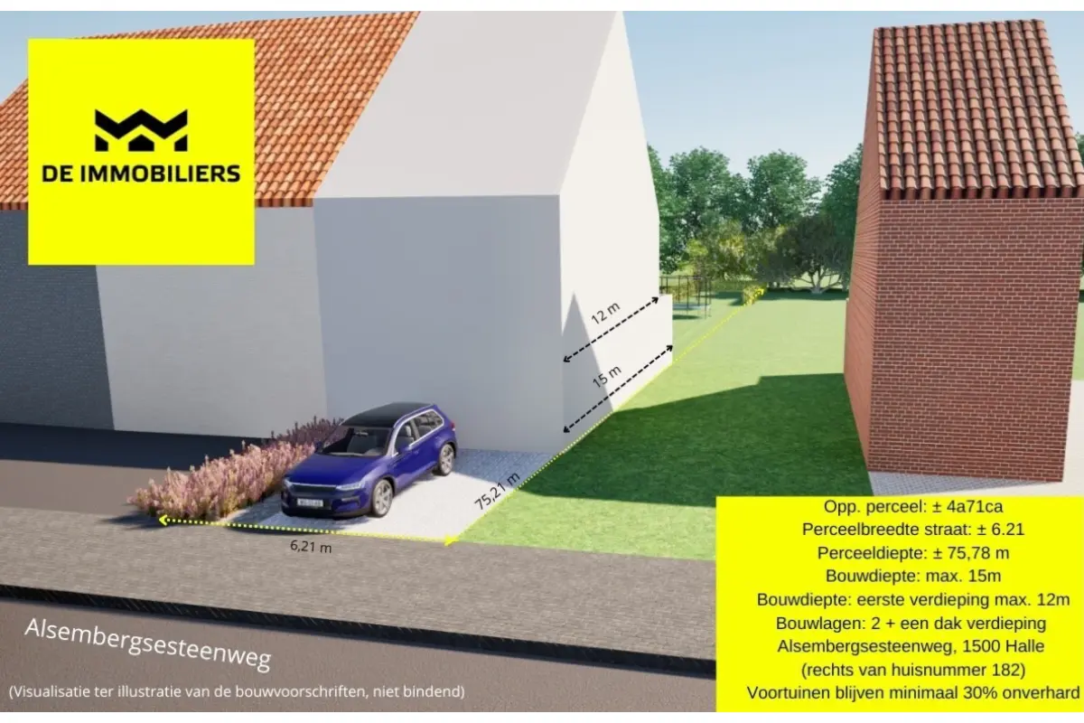 Terrain à vendre à Halle 1500 130000.00€  chambres m² - Annonce 665053